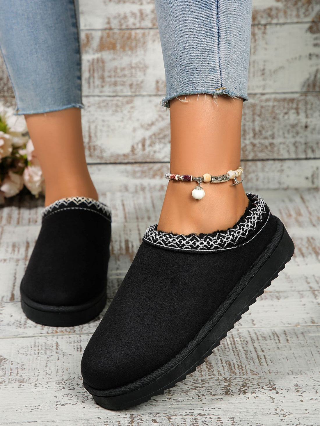 Round Toe Platform Slippers 