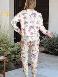Floral Print Round Neck Top and Drawstring Pants Lounge Set Lingerie & Nightwear