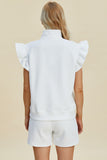 Double Take Full Size Texture Flounce Sleeve Top and Shorts Set 