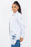 American Bazi Distressed Button Up Long Sleeve Denim Jacket 