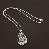 Alloy Artificial Turquoise Teardrop Pendant Necklace 