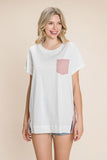 Cotton Bleu by Nu Label Contrast Striped Short Sleeve T-Shirt 