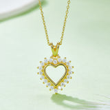 Moissanite 925 Sterling Silver Heart Pendant Necklace 
