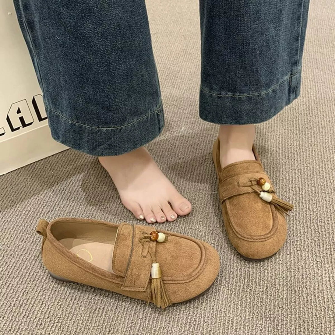 Tassel Round Toe Slip-Ons 