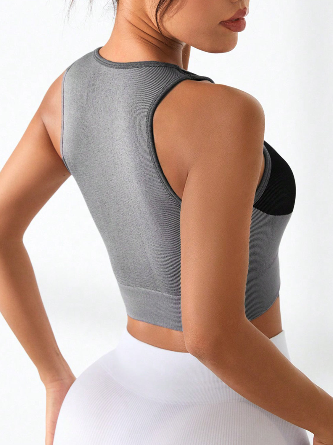 Color Block Round Neck Active Tank 