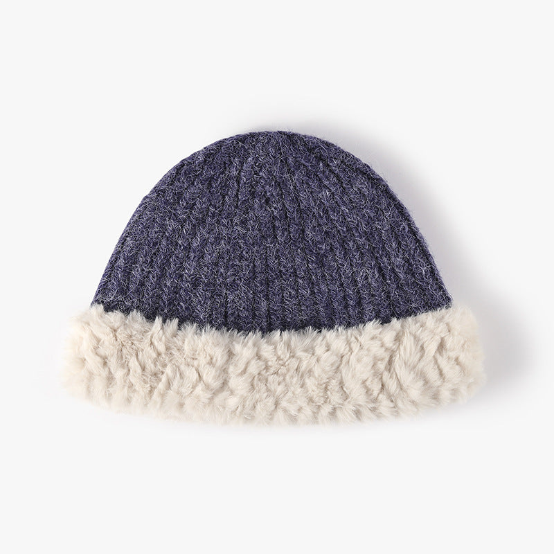 Fuzzy Hem Knit Hat 