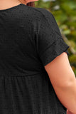 Plus Size Eyelet Round Neck Short Sleeve Blouse 