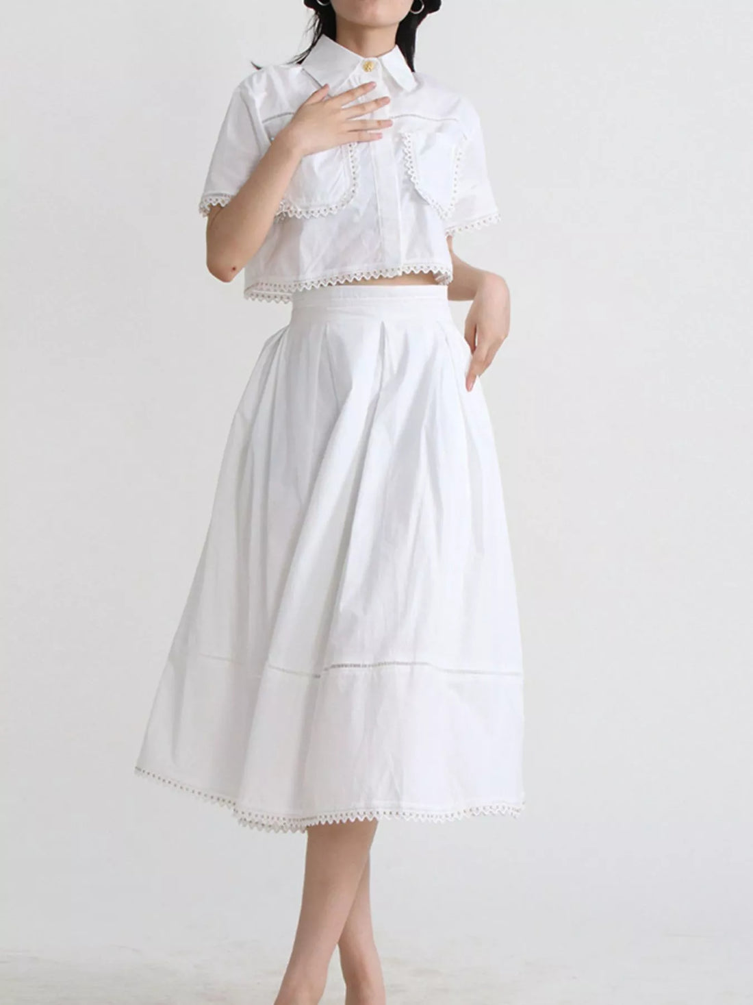 Short Sleeve Shirt and Skirt Set Two Piece Dresses