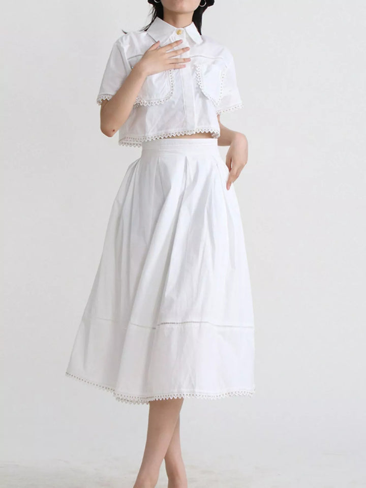 Short Sleeve Shirt and Skirt Set Two Piece Dresses