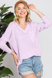Reborn J Waffle Knit V-Neck Long Sleeve T-Shirt 
