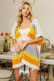 BiBi Openwork Striped Open Front Knit Cardigan 