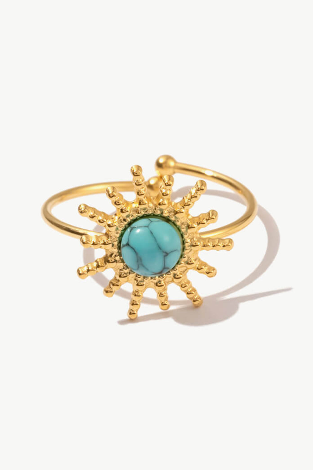 Natural Stone Sun Shape Open Ring 