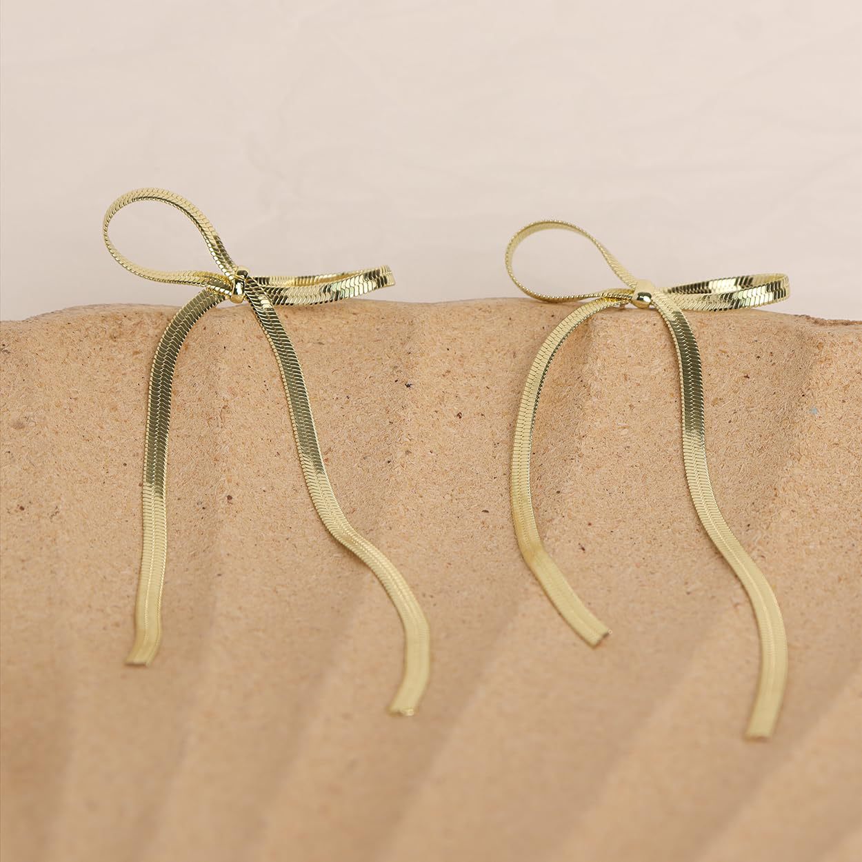 Stainless Steel Bow Bar Earrings 