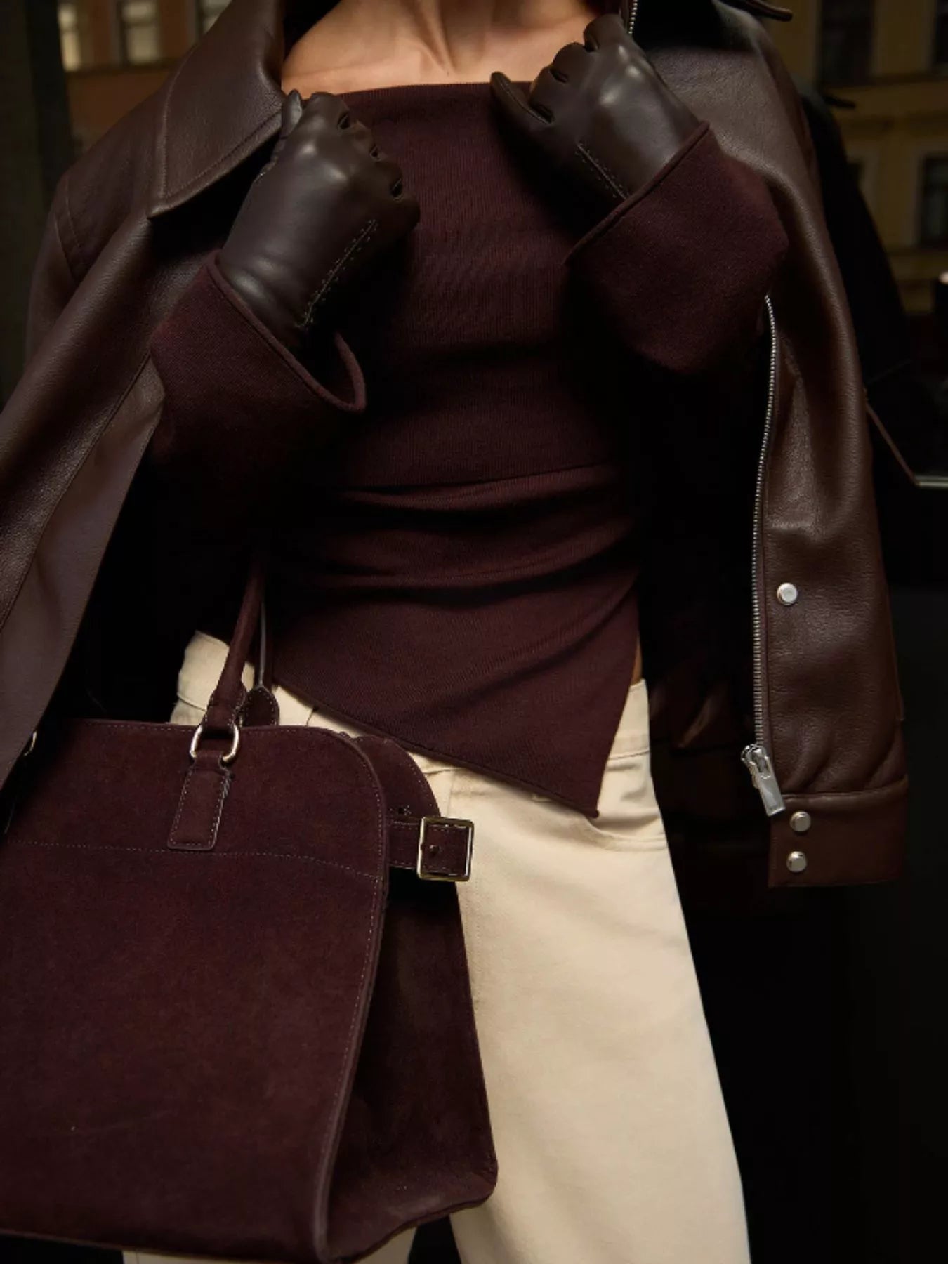 Asymmetrical Hem Off-Shoulder Long Sleeve Knit Top 