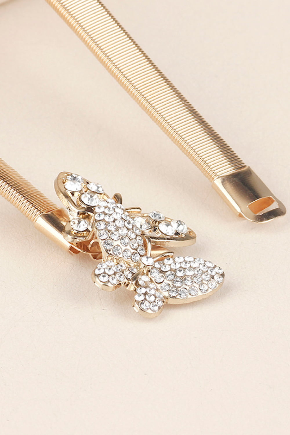 Rhinestone Butterfly Elastic Metal Belt 