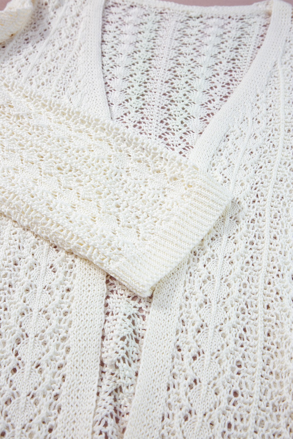 Openwork Open Front Dropped Shoulder Cardigan 