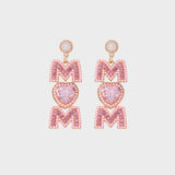 MOM Pearl Rhinestone Alloy Earrings 