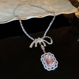 Alloy Crystal Geometric Pendant Necklace 