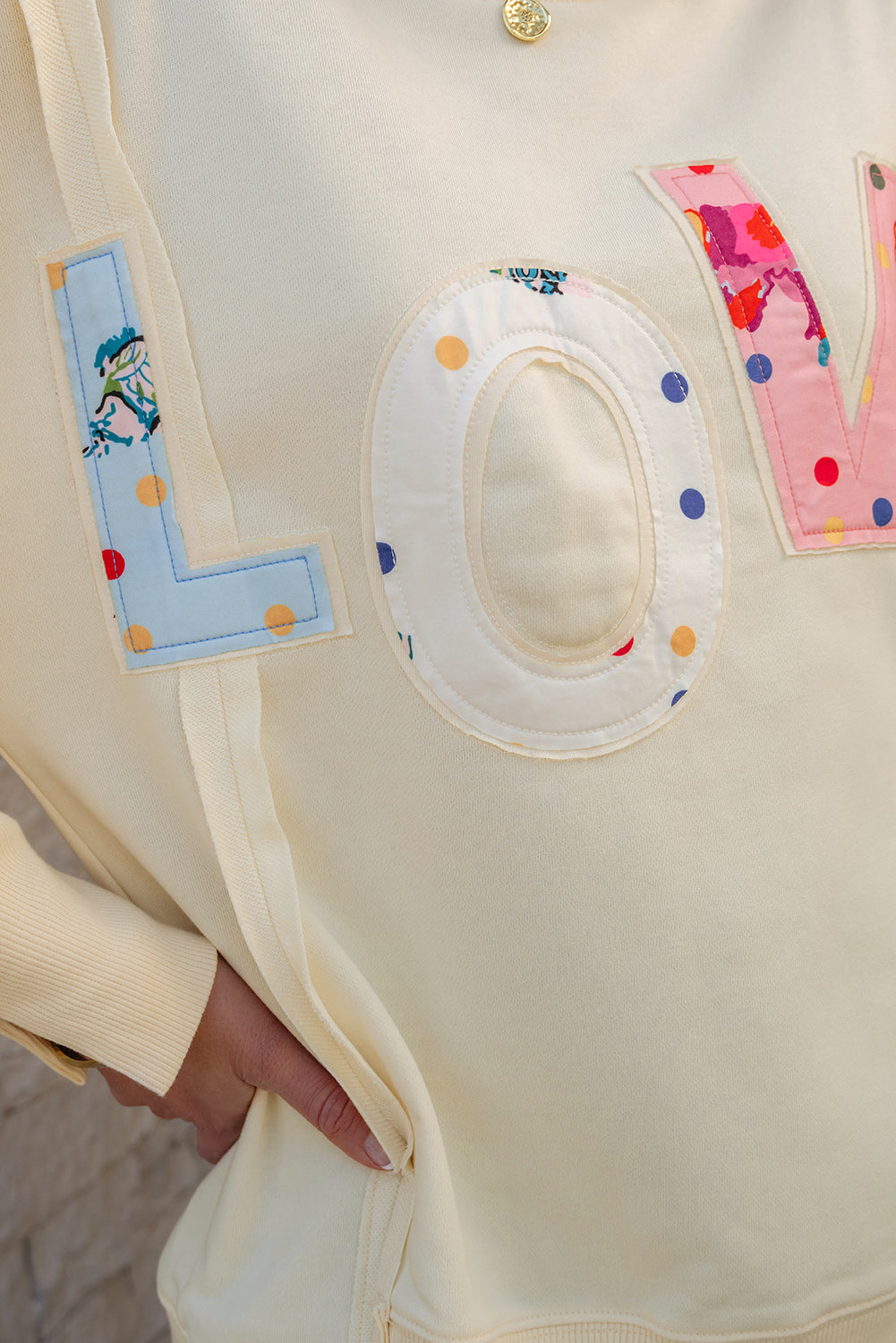 Apricot LOVE PATCH Graphic Oversized Sweatshirt Tops/Sweatshirts & Hoodies