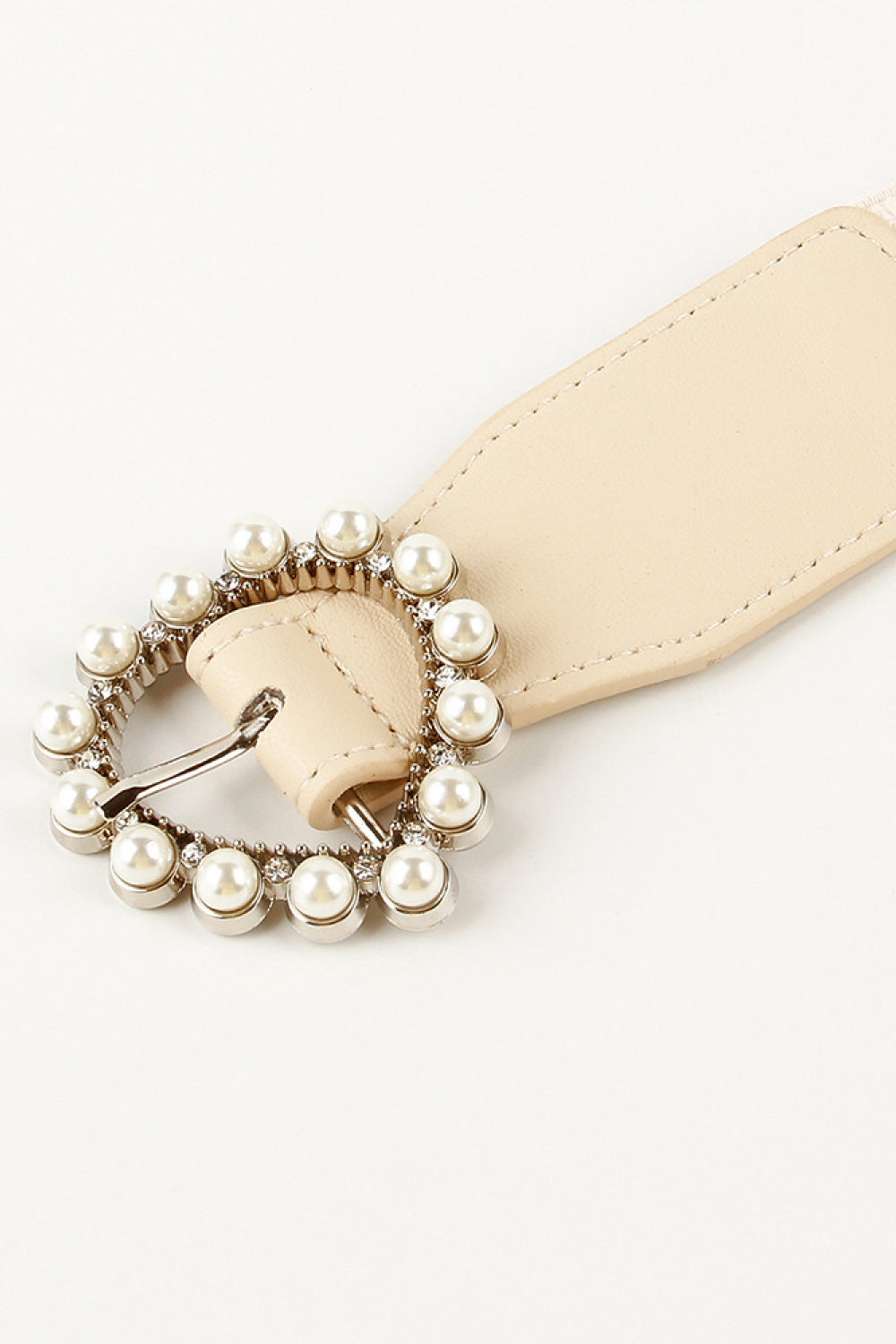 Pearl Heart Buckle Elastic Belt 