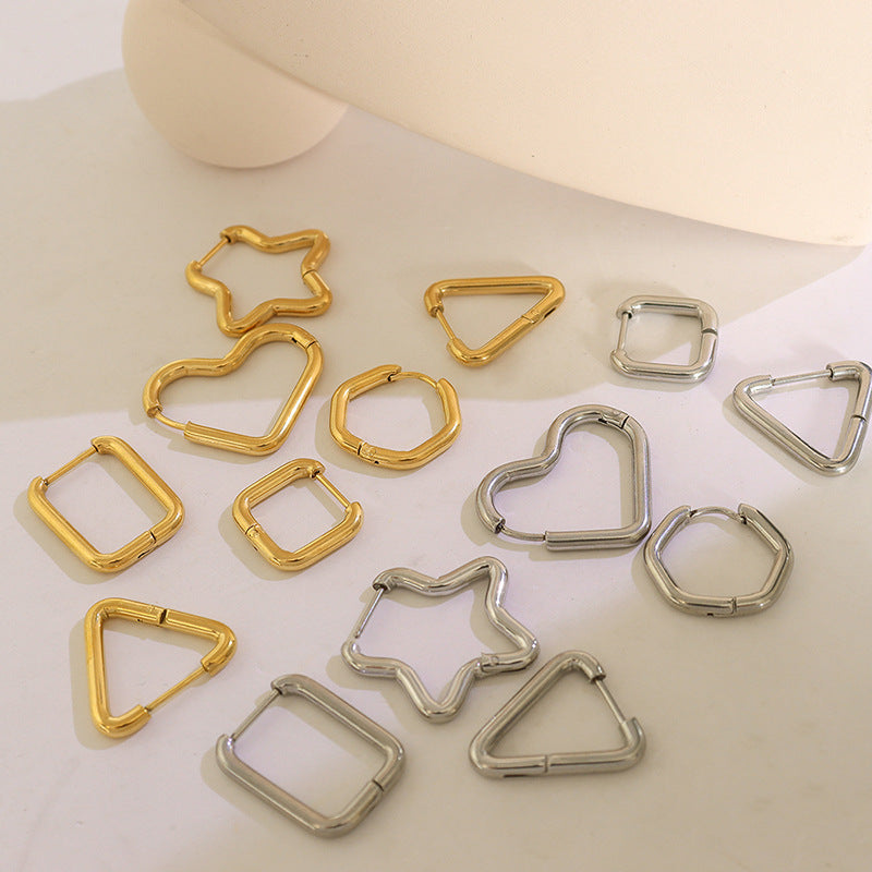 Titanium Steel Geometric Huggie Earrings 