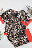 Contrast Trim Leopard Round Neck Top and Pants Lounge Set Lingerie & Nightwear