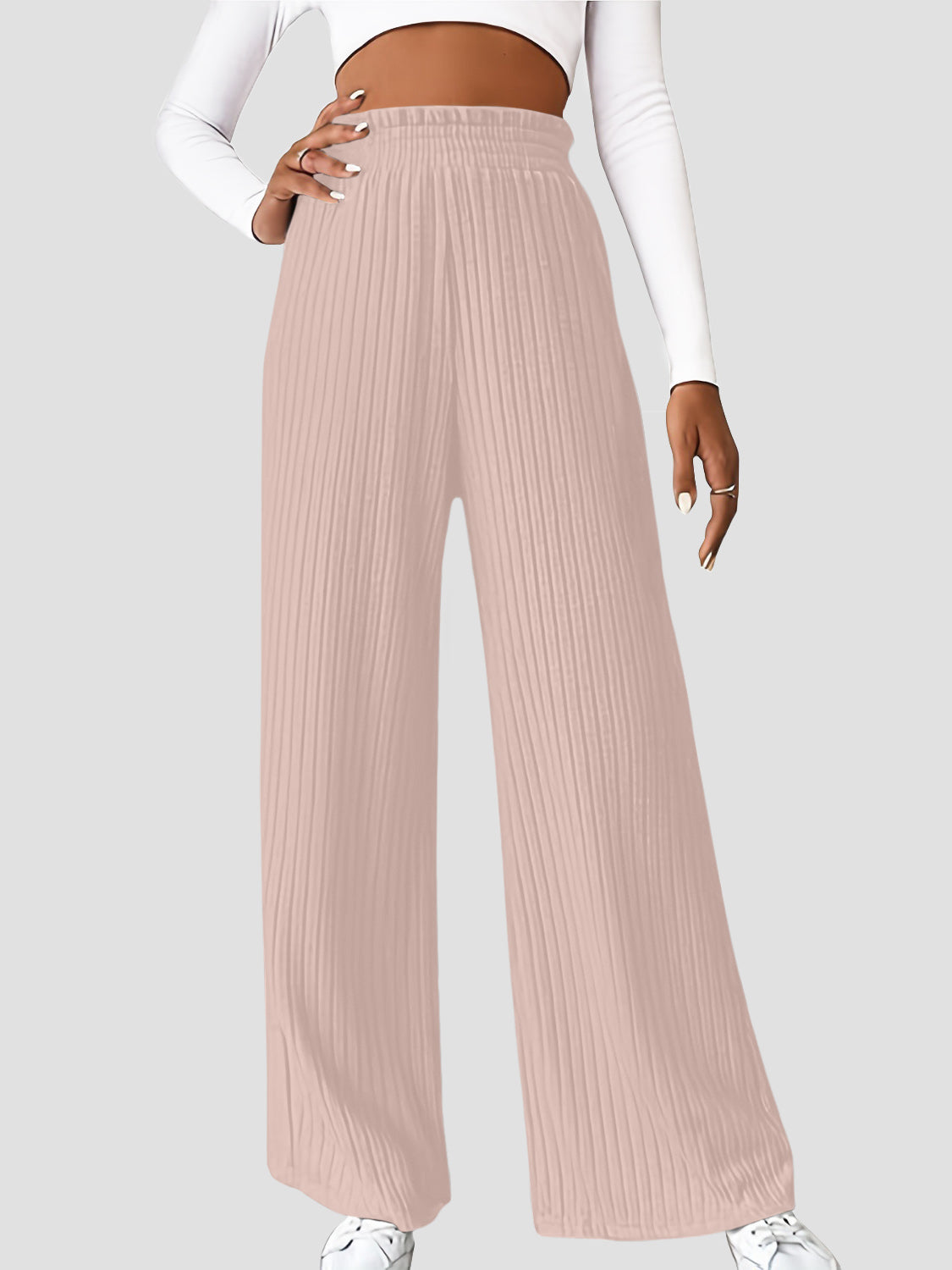 Ribbed High Waist Pants Flares