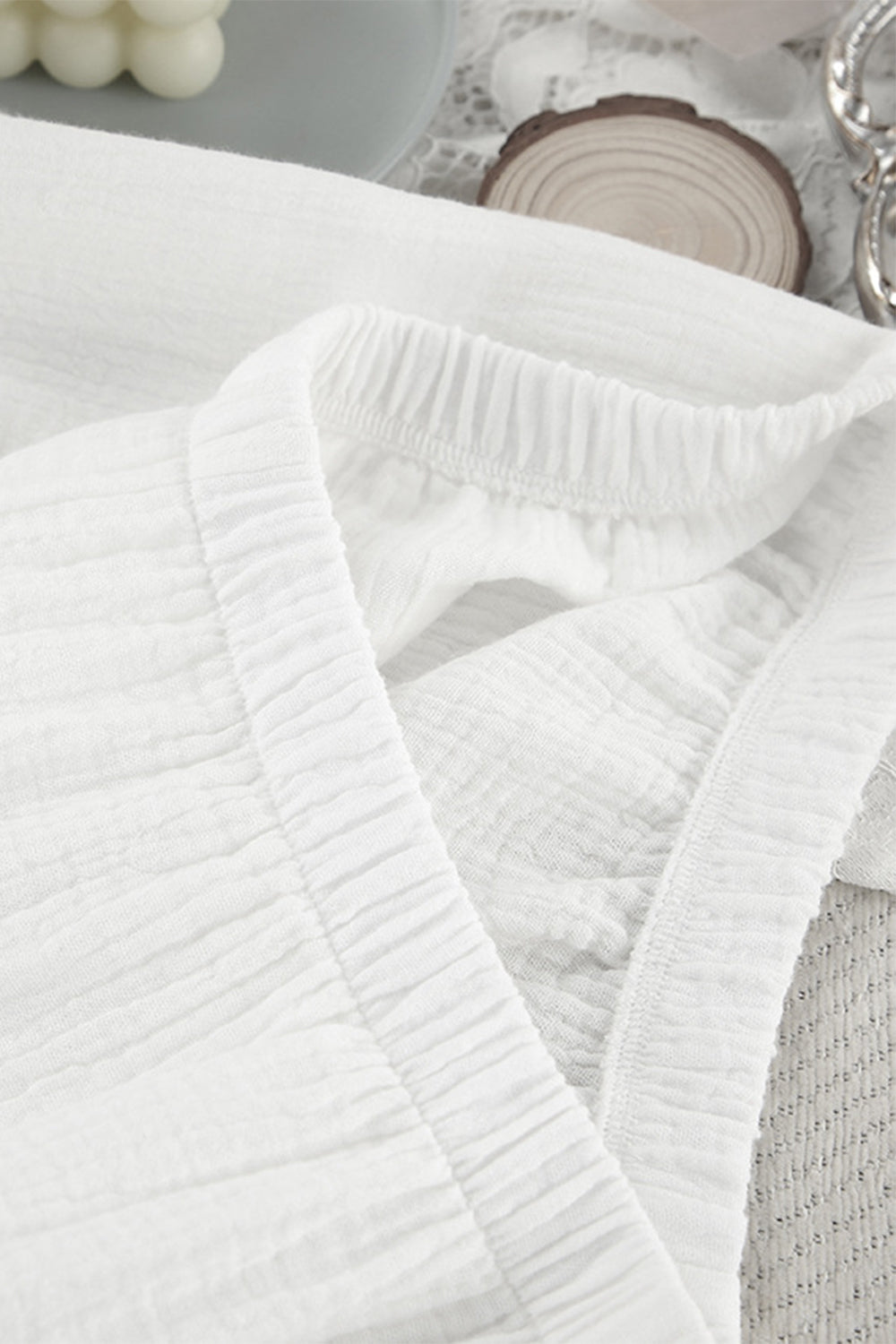 Breathable Ruffled V-Neck Long Sleeve Top and Pants Set 