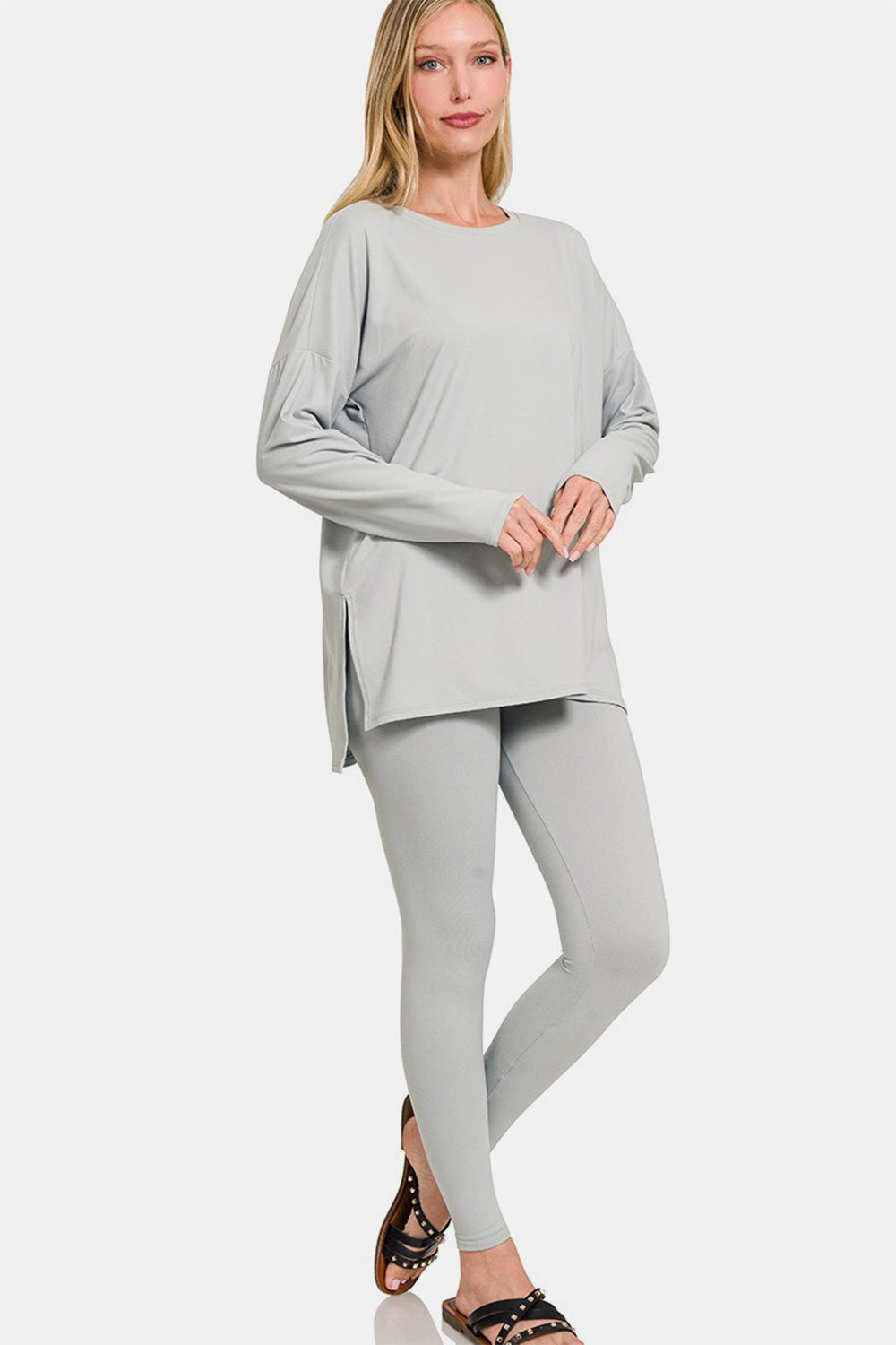 Zenana Full Size Brushed Microfiber Top and Leggings Lounge Set 