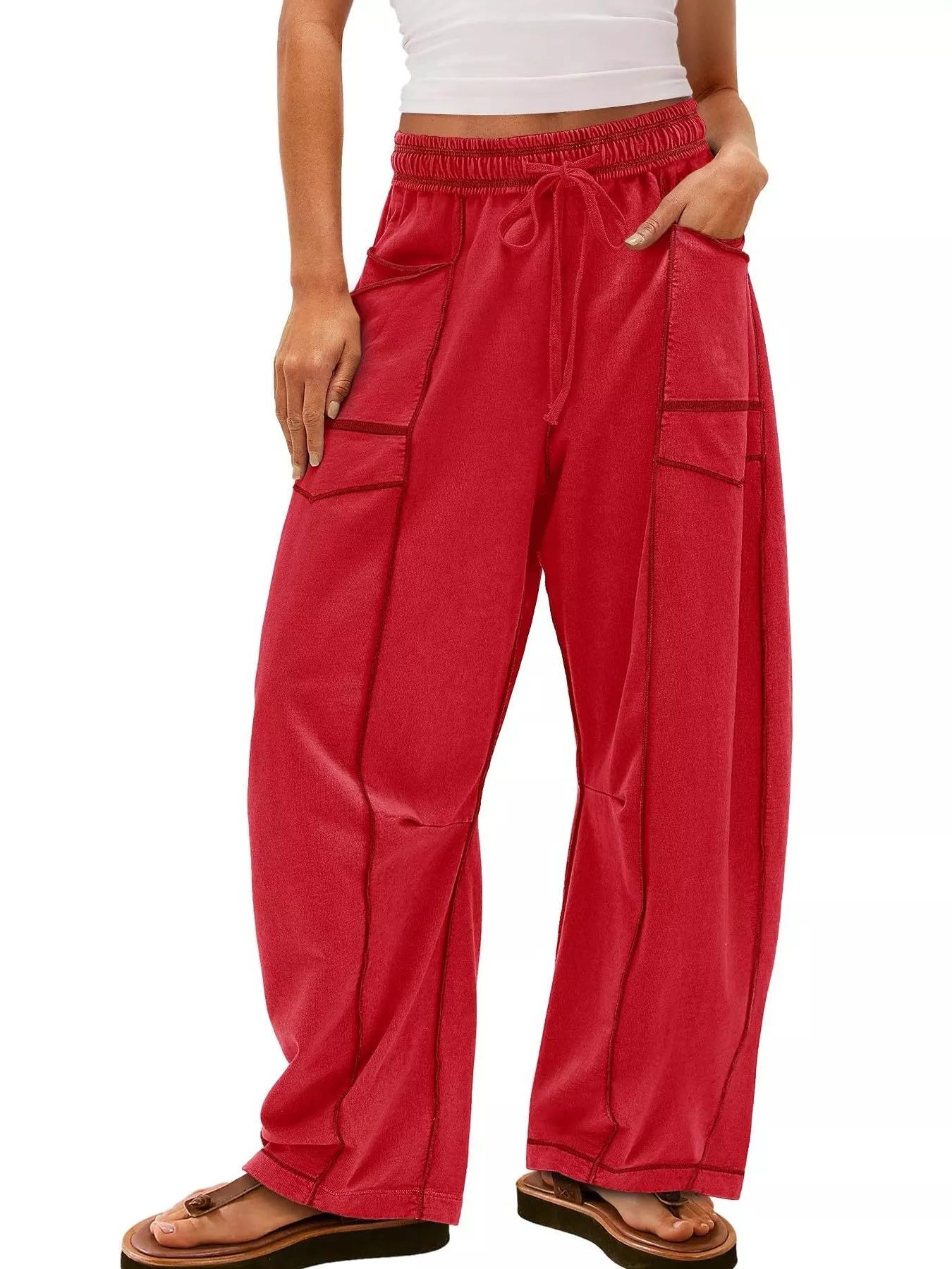 Drawstring Wide Leg Pants 
