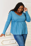 Jade By Jane Full Size Frill Trim Babydoll Blouse 
