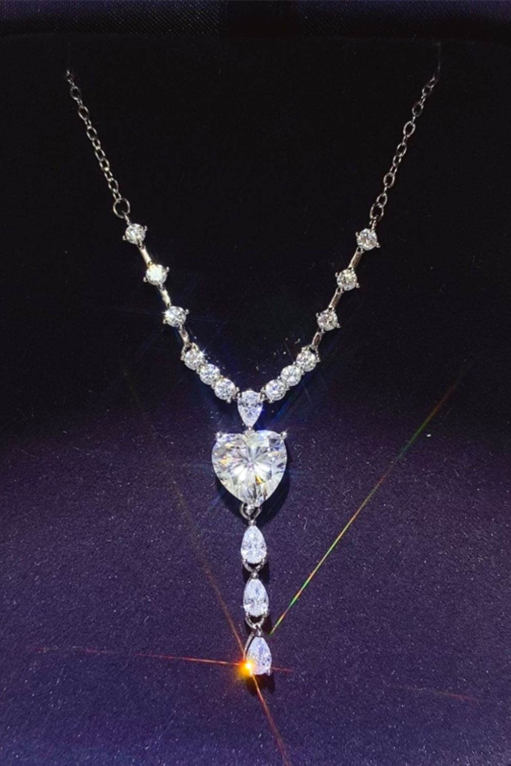 3 Carat Moissanite 925 Sterling Silver Drop Necklace 