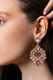 Zinc Alloy Frame Glass Stone Dangle Earrings 