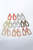 Square Shape Glass Stone Dangle Earrings 