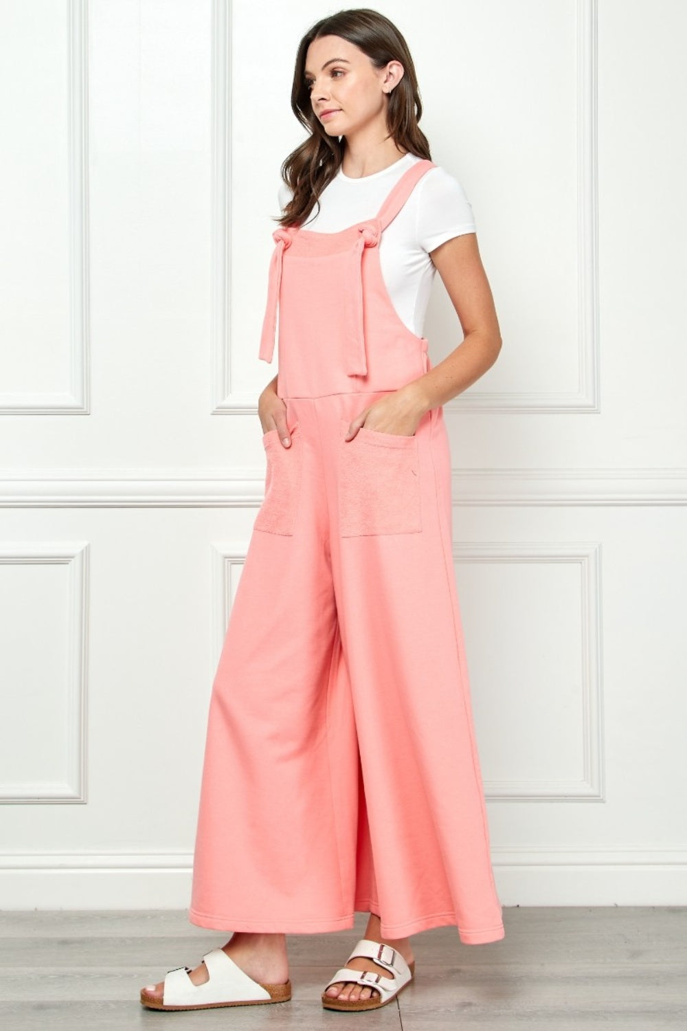 Veveret Wide Strap French Terry Overalls 