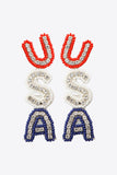 USA Beaded Zircon Decor Earrings 