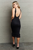 HIDDEN No Doubts Sleeveless Bodycon Ruffle Midi Dress 