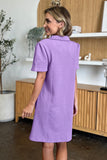 Double Take Full Size Texture Collared Neck Short Sleeve Dress 