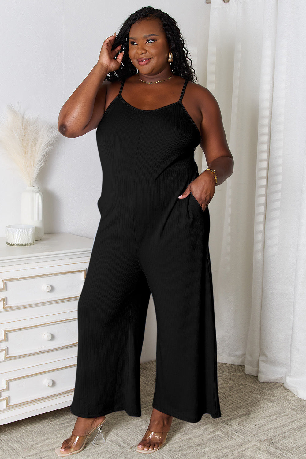 Basic Bae Full Size Spaghetti Strap V-Neck Jumpsuit 