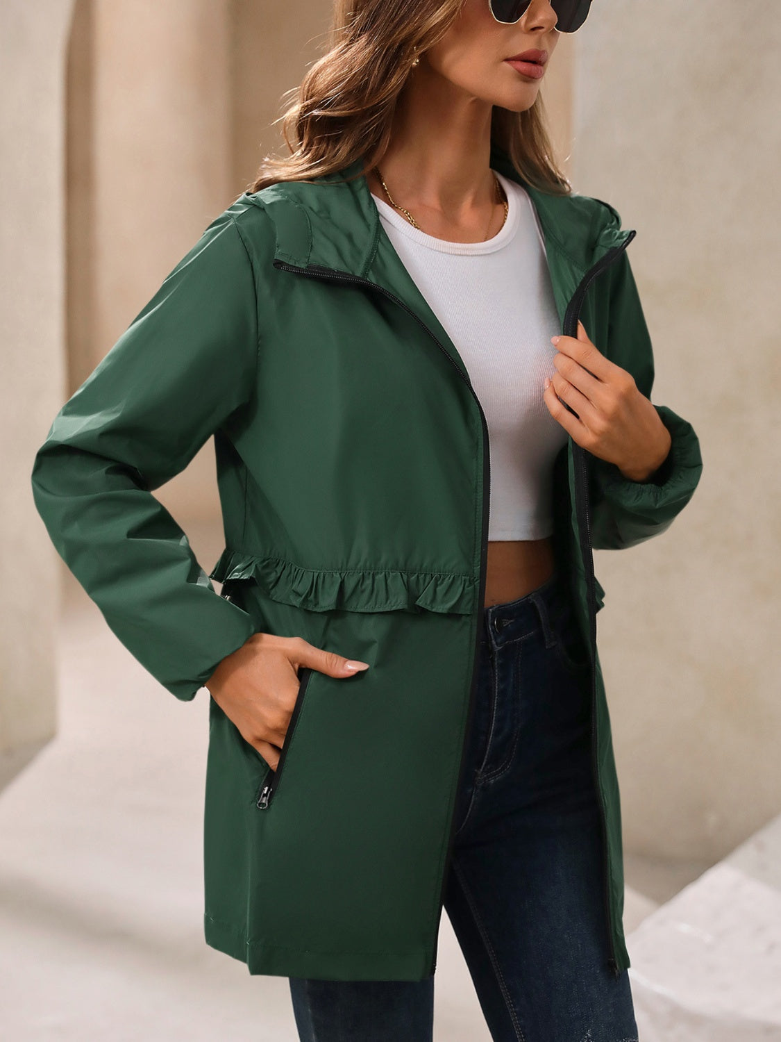 Ivy Lane Outdoor Waterproof Long Sleeve Hooded Windbreaker 