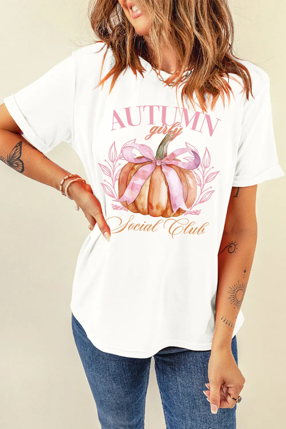 Pumpkin Graphic Round Neck Short Sleeve T-Shirt 