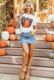 Pumpkin Round Neck Short Sleeve T-Shirt 