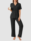 Button Down Long Sleeve Top and Pants Lounge Set Lingerie & Nightwear