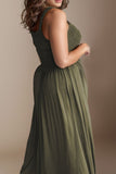 Plus Size Smocked Square Neck Maxi Dress 