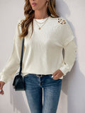 Perfee Cutout Round Neck Long Sleeve Sweatshirt 