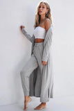 Open Front Long Sleeve Cardigan and Pants Lounge Set Lingerie & Nightwear