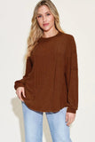 Basic Bae Full Size Ribbed Round Neck Long Sleeve T-Shirt Sweaters & Cardigans