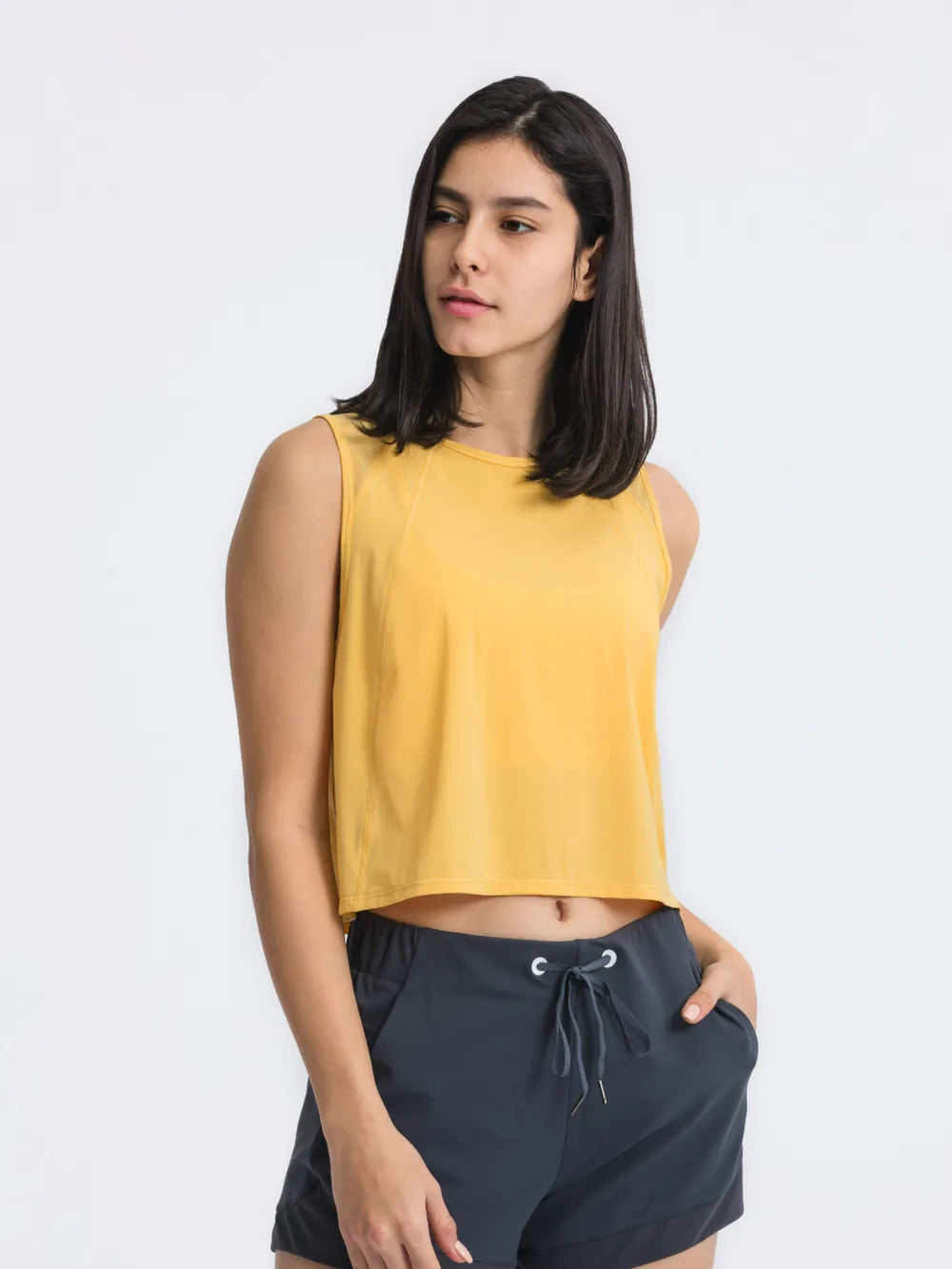 Millennia Round Neck Cropped Active Tank 