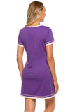 Contrast Trim Short Sleeve Lounge Dress 