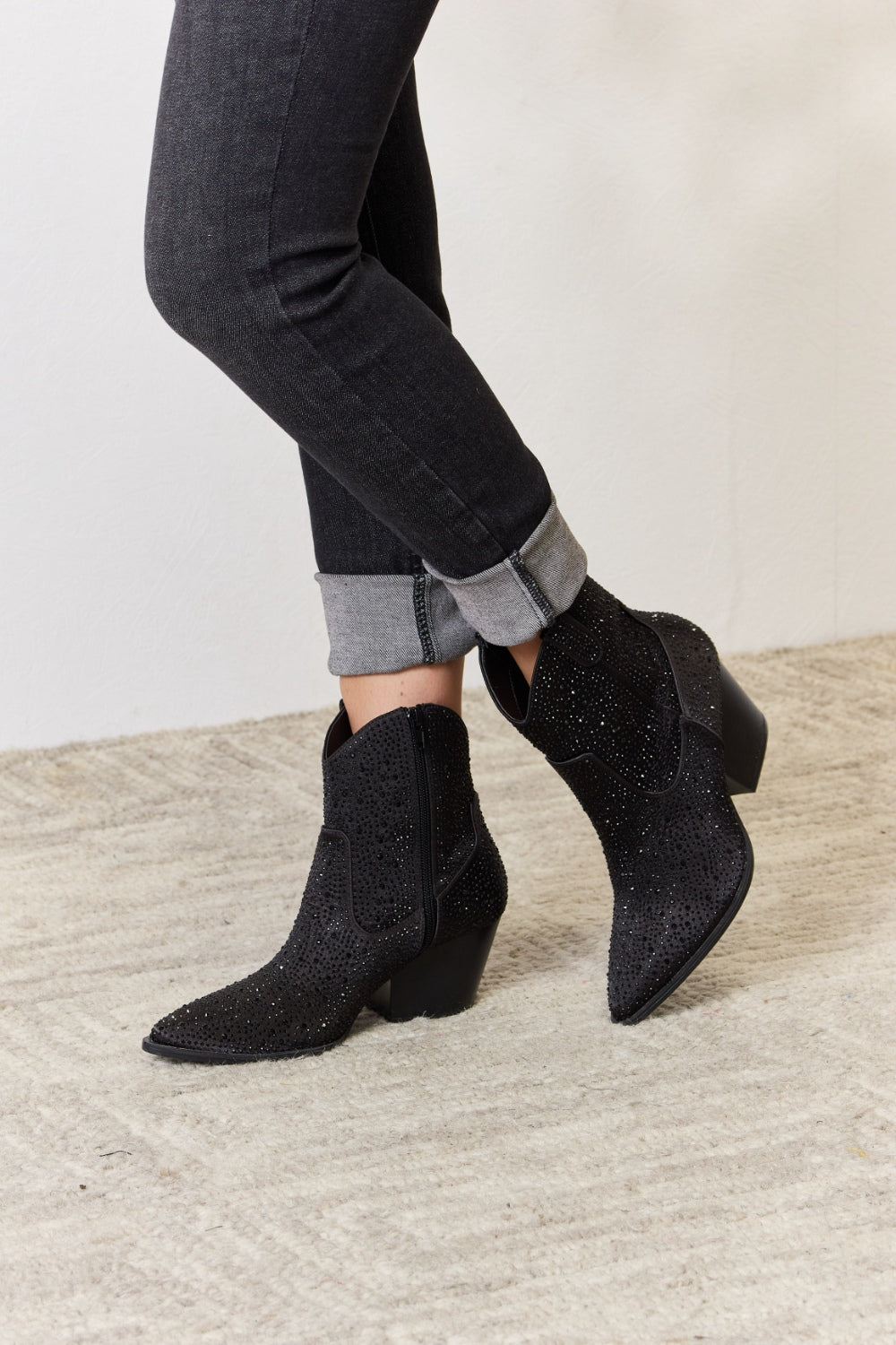 East Lion Corp Rhinestone Ankle Cowboy Boots 